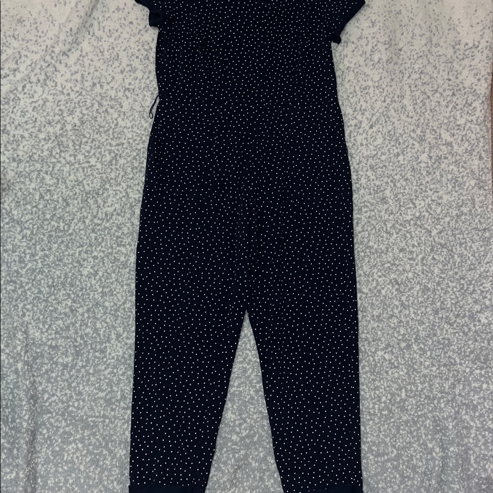 Boden Caitlin jumpsuit in navy blue with white polka dots Size 10 P - Picture 6 of 8